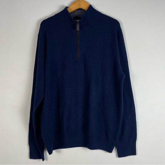 The Cashmere Project Quarter Zip Pullover Sweater Navy Size XL NEW - Picture 1 of 10